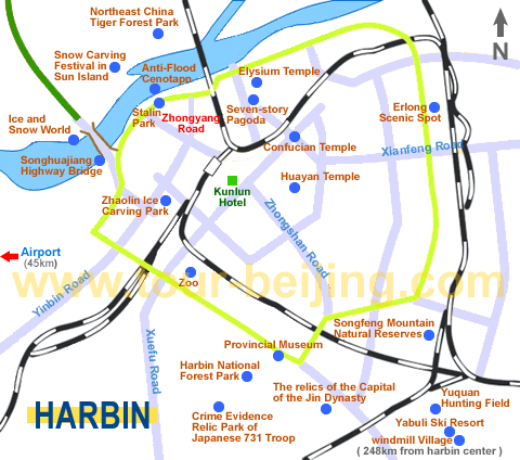 Harbin Tourist Sketch Map